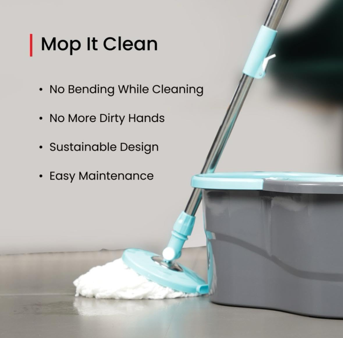 2-in-1 Bucket Spin Mop With Wheels