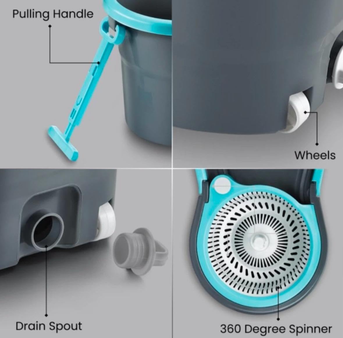 2-in-1 Bucket Spin Mop With Wheels