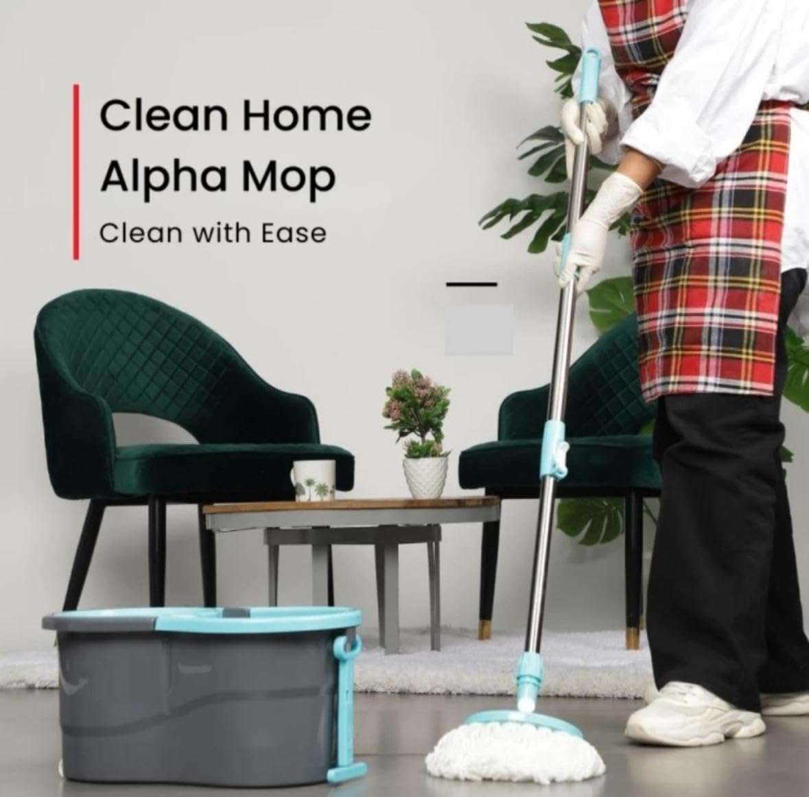 2-in-1 Bucket Spin Mop With Wheels